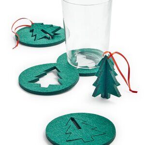 The Cellar Holiday “Two in One Tree” Coaster and Ornament Set of 4
